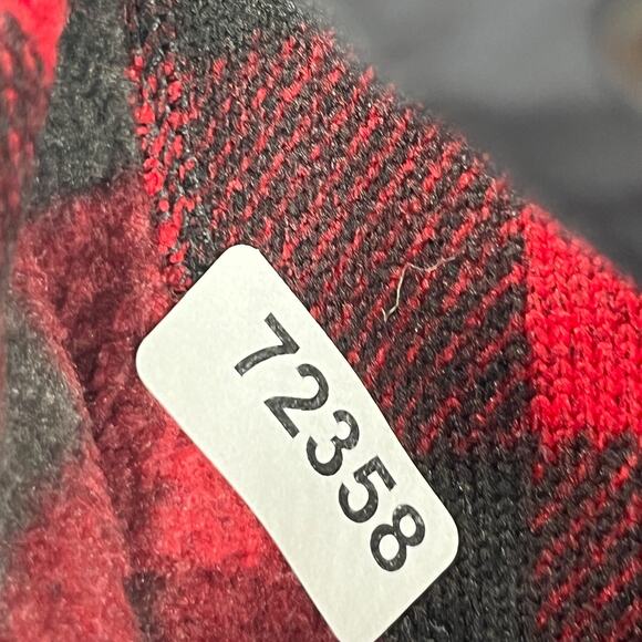 LL BEAN Sweater Fleece Womens M Buffalo Check 1/4 Snap Pullover Kangaroo Pockets - Picture 13 of 13